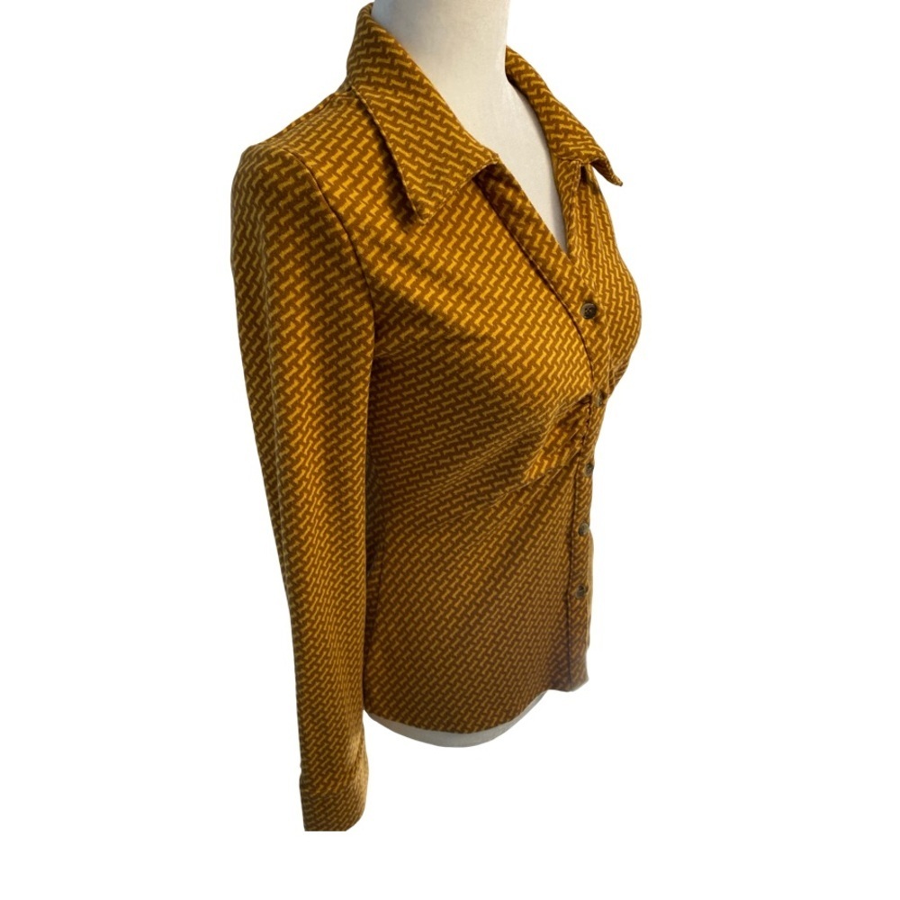 KOTON Buttoned Detailed Patterned Shirt Size M Mustard - Picture 13 of 17